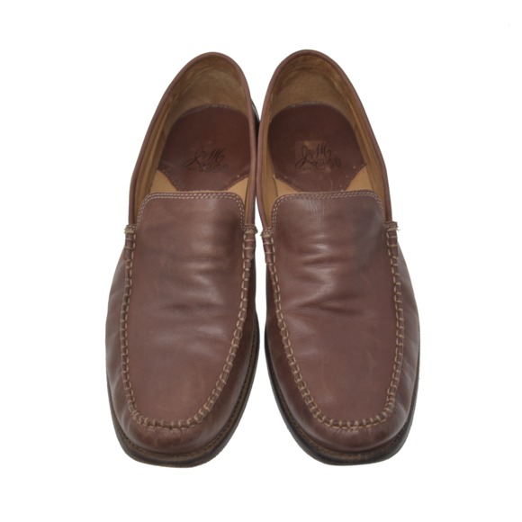 *J&M 1850 Sz 10.5M Brown Leather Moc Toe Loafers